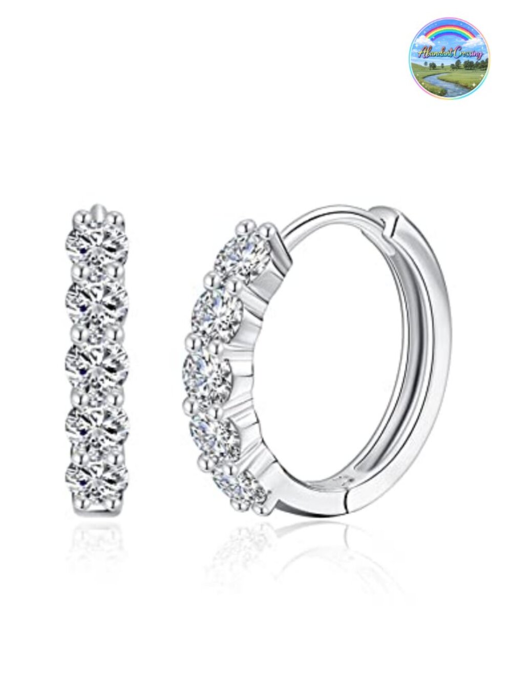Moissanite Huggie Ear Cuff Stud Earrings Sterling Silver 18K White Gold Plated